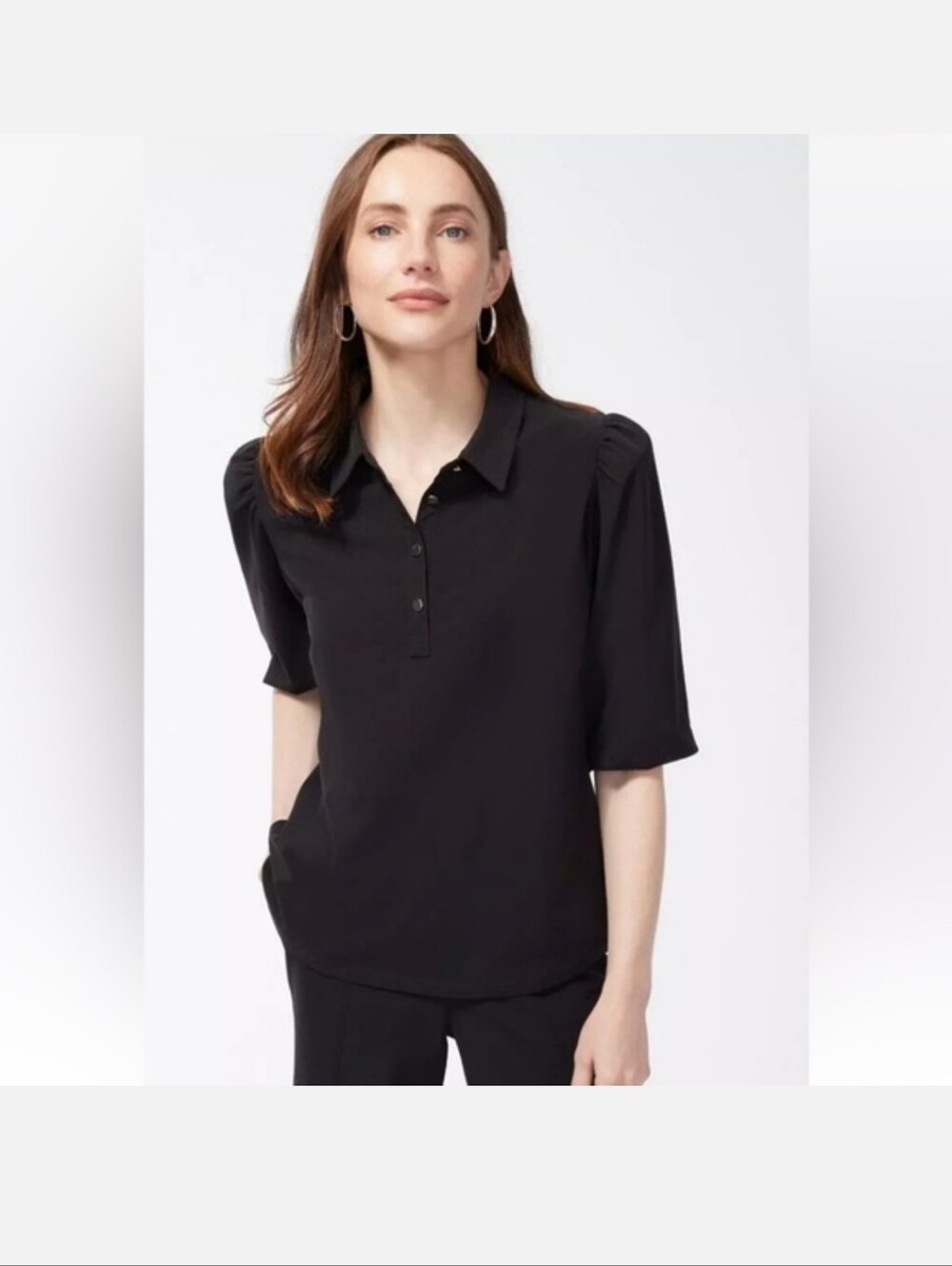 Zenergy by Chico's Puffy Sleeves Top Neema Drama Size 2 New Black